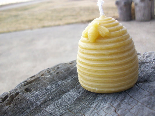 Beehive with Bee Beeswax Candle